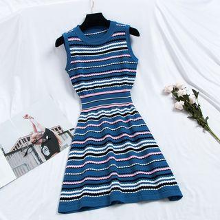 Striped Mini A-line Knit Tank Dress