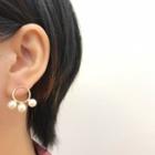 925 Sterling Sliver Faux Pearl Accent Drop Earring