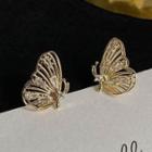 Cz Butterfly Stud Earring 1 Pair - Gold - One Size