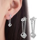 Caged Rhinestone Dangle Earring 1 Pair - Silver - One Size