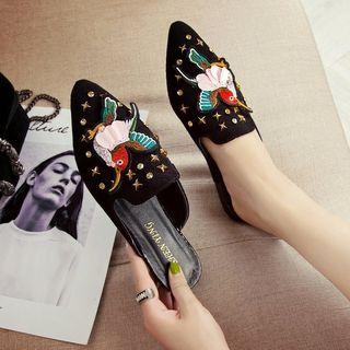 Studded Embroidery Mules