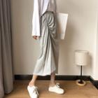 Asymmetric High Waist Midi Skirt