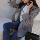 Single-breasted Checked Jacket Gray - One Size