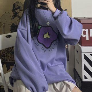 Floral Print Sweatshirt Violet - One Size