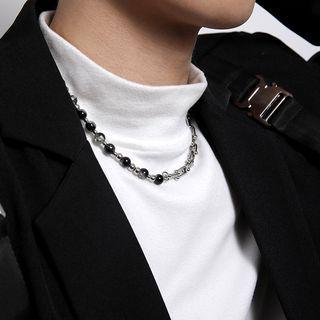 Beaded Necklace Necklace - Silver - One Size