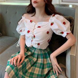 Off-shoulder Embroidered Shirt