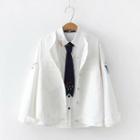 Embroidered Denim Jacket White - One Size