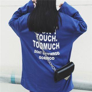 Lettering Long-sleeve T-shirt Blue - One Size