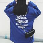 Lettering Long-sleeve T-shirt Blue - One Size