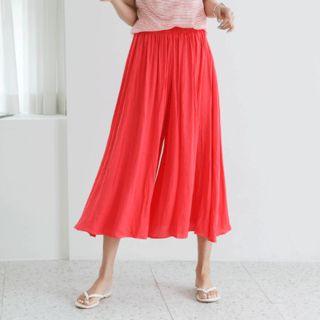 Crinkled Cropped Wide-leg Pants