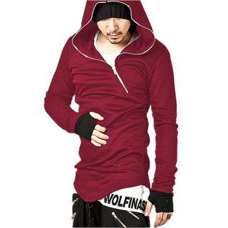 Half Zip Hooded Long-sleeve T-shirt