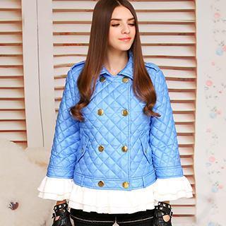 Ruffled Quilted Double-breasted Jacket