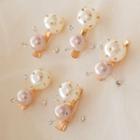 Wedding Faux Pearl Hair Clip Set Of 5 - Gold - One Size