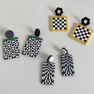 Flower / Checker Acrylic Dangle Earring (various Designs)