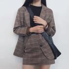 Plaid Blazer / A-line Skirt / Set