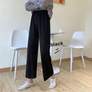 Crop Wide-leg Pants Black - One Size