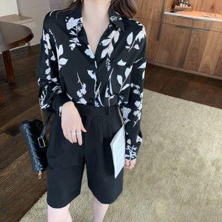 Long-sleeve Print Chiffon Blouse