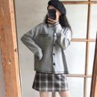 Striped Loose-fit Cardigan / Check Skirt