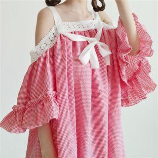 Cutout Shoulder Bell-sleeve Dress