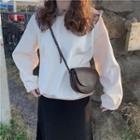 Plaid Panel Peter Pan Collar Sweatshirt