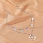 Alloy Wave Pendant Layered Necklace 01 - 7966 - Platinum - One Size