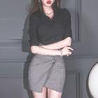 Set: Short-sleeve Shirt + Mini Sheath Skirt
