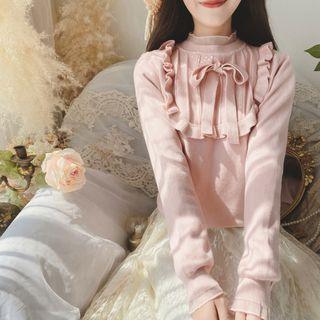 Ruffle Trim Sweater Pink - One Size