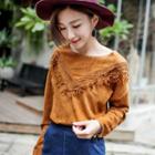 Lace Panel Fringed Top