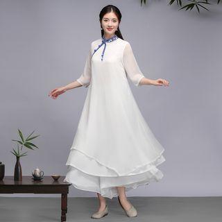 Traditional Chinese Elbow-sleeve Maxi Dress