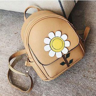 Flower Faux-leather Backpack