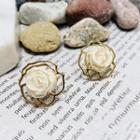 925 Sterling Silver Flower Stud Earring 1 Pair - Gold - One Size