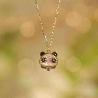 Panda Pendant Alloy Necklace 1pc - Gold & Black & White - One Size