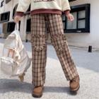 Plaid Straight Leg Pants Plaid - Red - One Size