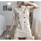 Double-breasted Short-sleeve Knit Dress