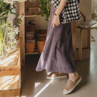 Band-waist Corduroy Maxi Skirt