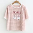 Rabbit Print Short-sleeve T-shirt Pink - One Size