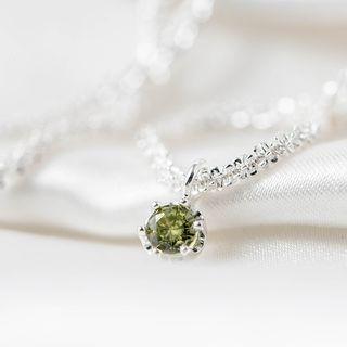 Rhinestone Pendant Alloy Choker Green Rhinestone - Silver - One Size