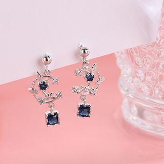 Rhinestone Star Drop Earring 1 Pair - Es1069 - 925 Silver - Silver - One Size