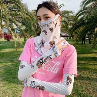 Set: Rainbow Sun Protection Arm Sleeve + Face Mask White - One Size