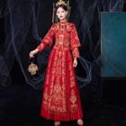 Set: Embroidered Chinese Wedding Cheongsam