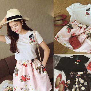 Short-sleeve Printed T-shirt / Skirt