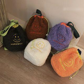 Smiley Chenille Drawcord Pouch