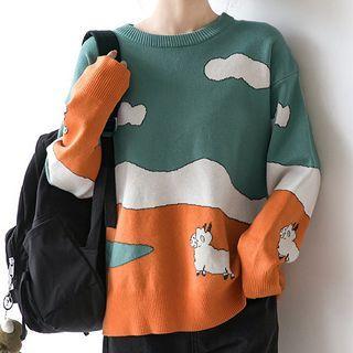 Sheep Print Knit Top