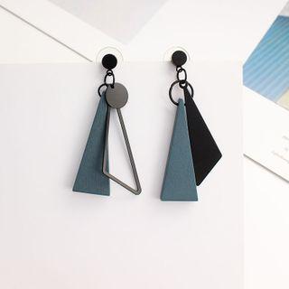 Triangle Wooden Asymmetrical Fringed Earring