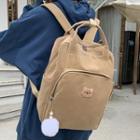 Cartoon Bear Embroidered Zip Backpack
