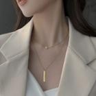Bar Pendant Faux Pearl Pendant Layered Necklace Gold - One Size