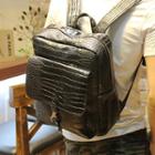 Faux Croc Grain Leather Backpack