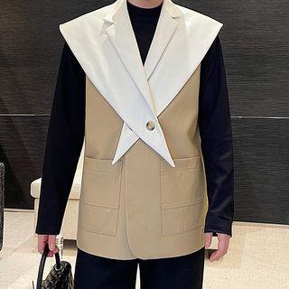 Plain Vest With Detachable Shawl