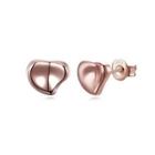 Simple Romantic Plated Rose Gold Heart Stud Earrings Rose Gold - One Size