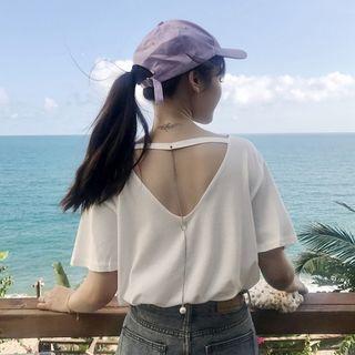 Short-sleeve Cutout Back Top